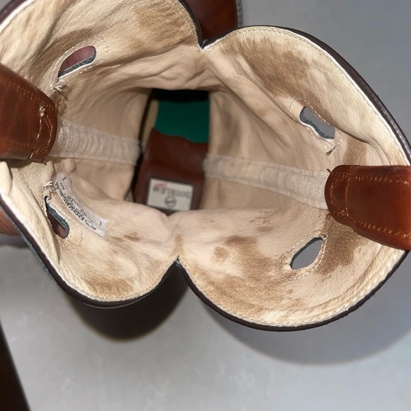 Double H Brown and Blue Cowboy Boots with Decorative Stitching EUC - Picture 9 of 10